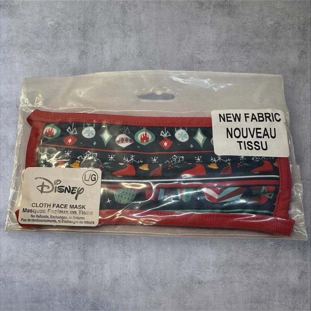 Disney Mickey Mouse Cloth Face Masks Lot‎ of 3 New Holiday Prints Adult LG